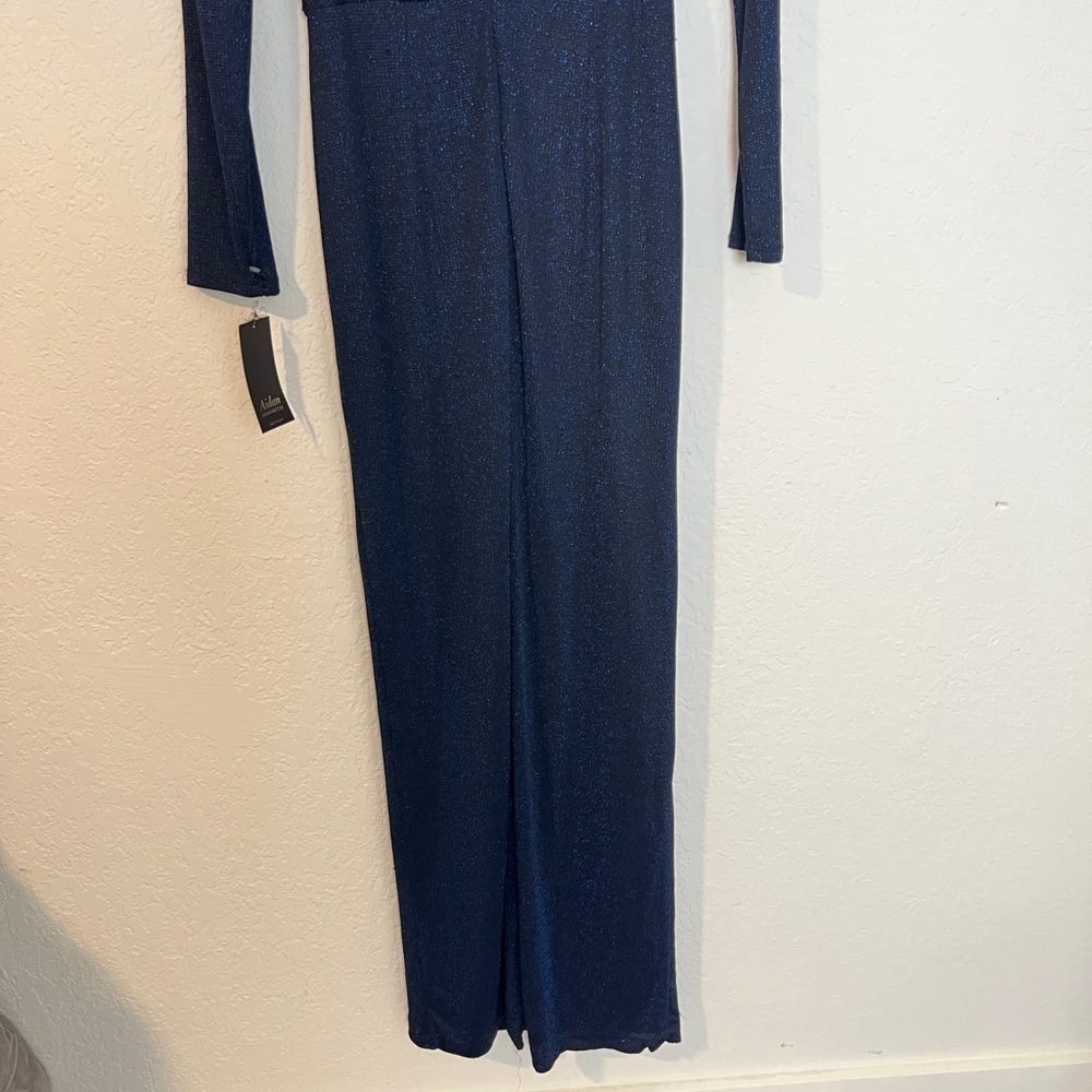 Aidan Mattox V-Neck Long Sleeve Knit Gown - Picture 8 of 11